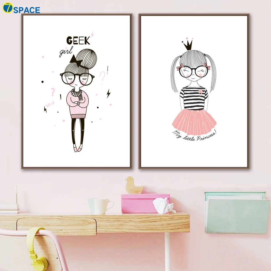 

7-Space Geek Girl Posters And Prints Canvas Painting Nordic Poster Wall Art Canvas Wall Pictures For Living Room Quadro Decor