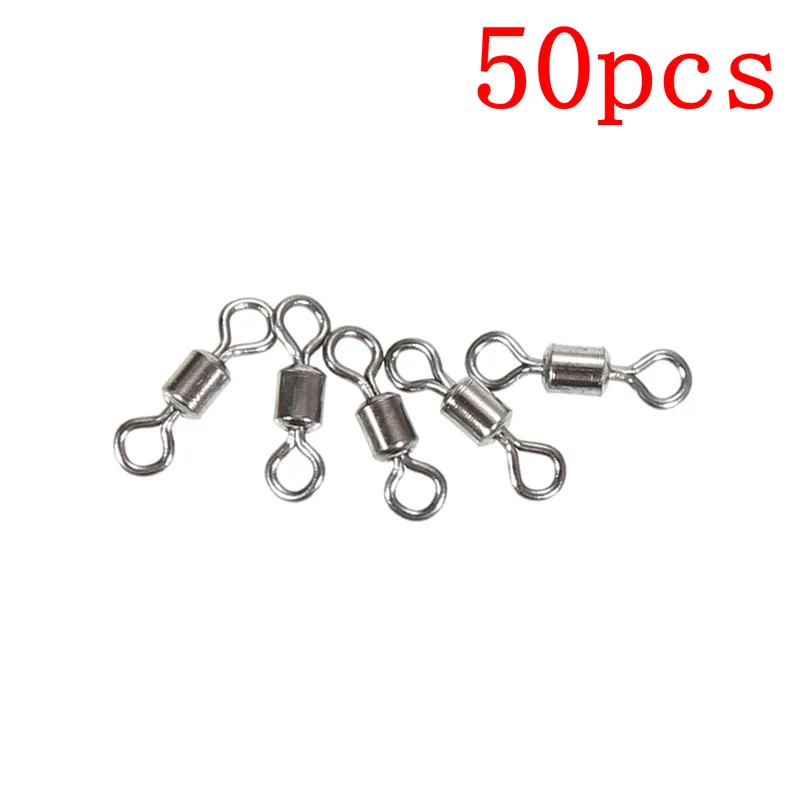 

JOSHNESE 3/4/5/6/8# 50pcs Fishing Connector Ball Bearing Swivel Solid Ring Accessories