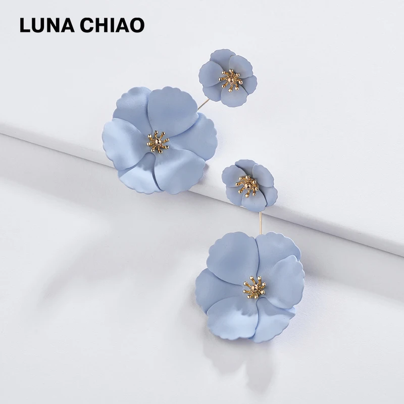 Женские серьги-подвески LUNA CHIAO 9 цветов съемные спереди и сзади с цветочными