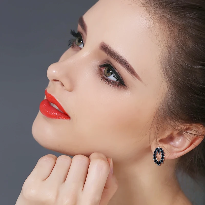 Женские вечерние Ги гвоздики из серебра 100% пробы с черной