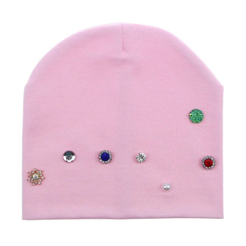 baby pink Sunlikeyou, шапки для мальчиков и девочек, женские родитель-Детские шапочки, Весенние большие Медведицы, стразы, шапки для новорожденных, мягкие хлопковые детские головные уборы - Цвет: baby pink