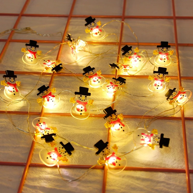 2 м светодиодный гирлянды Рождественские елочные украшения Рождественский Декор Снеговик Лось снежинка Рождественские Подвески вечерние принадлежности