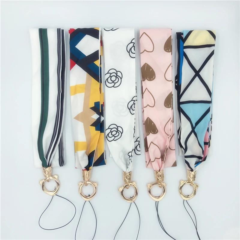 Female Fashion Silk Lanyard Wide Neck Fresh Fabric Neck Straps For Keys ID Card Gym Phone Straps USB Badge Holder DIY Hang Rope
