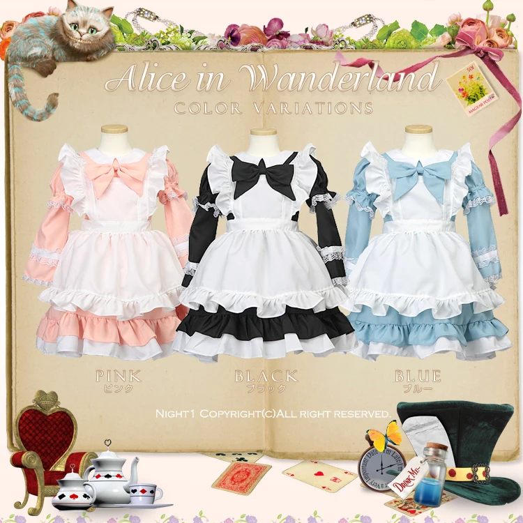 Хэллоуин праздничное платье для маленьких девочек Костюм горничной Алиса в