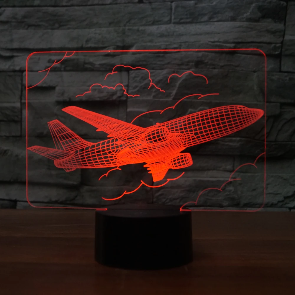 3D облако форма самолета ночник 7 цветов сенсорный выключатель с USB кабелем как