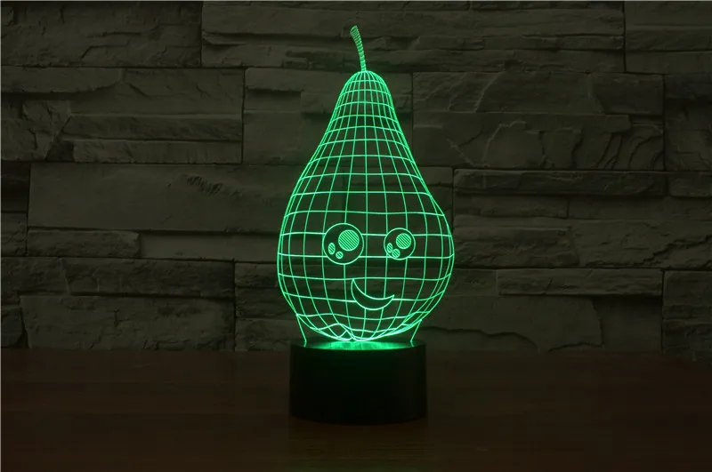 3D ночник груша USB Led Настольная лампа Милая улыбающееся лицо детское спальное