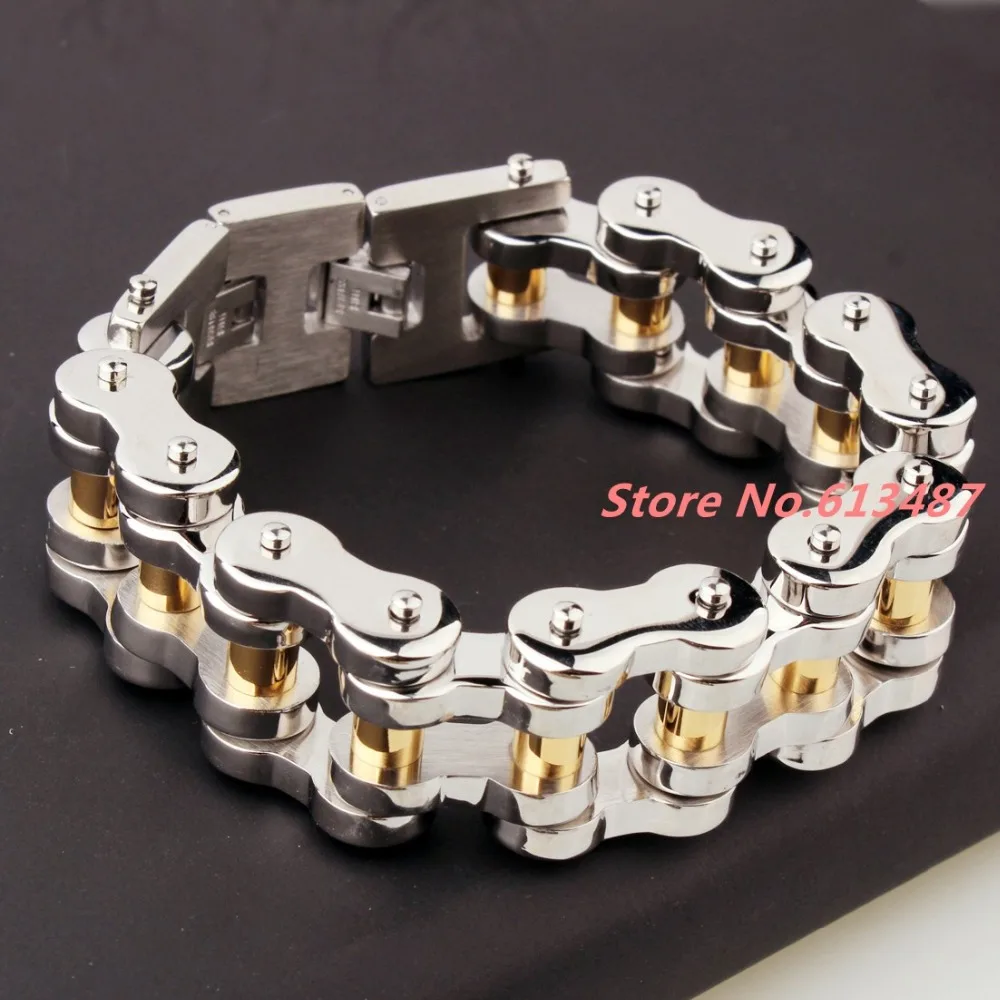 Мужской Байкерский браслет из нержавеющей стали 316L Серебряного и золотого цвета