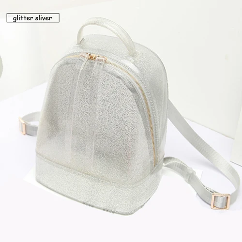 glitter sliver Солнечный пляж бренд класса люкс желе сумка дизайнер для женщин packback карамельный цвет рюкзаки ПВХ водонепроницаемый дамы рюкзак - Цвет: glitter sliver