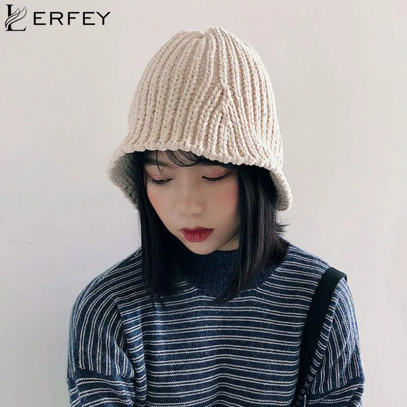 Женские вязаные шапки LERFEY вязанные крючком однотонные повседневные Шапки |