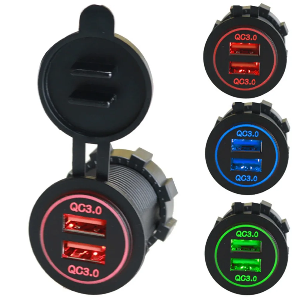SOONHUA Universal QC 3.0 Dual USB Smart Car Charger 12V 24V Fast Charging for Cellphone Tablet Over With Temperature Protection |