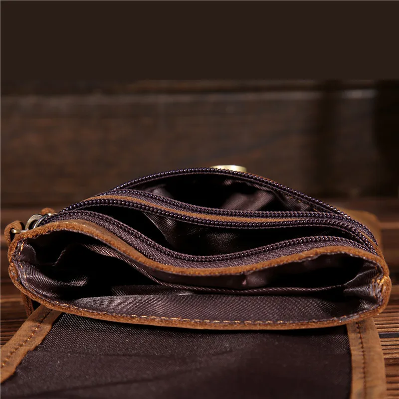 Men's Fanny Pack Waist Bags Purse Genuine Leather Vintage Male Crazy Horse Hip Belt Bum Pack Loop Man Travel Phone Pouch Gift