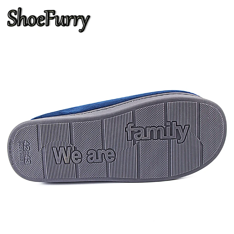 ShoeFurry/домашние тапочки; хлопковая обувь; коллекция года; зимние домашние тапочки с рисунком кота; мужские Нескользящие мягкие тапочки; теплые плюшевые Тапочки Мужские тапочки для спальни Осень сгущает обувь