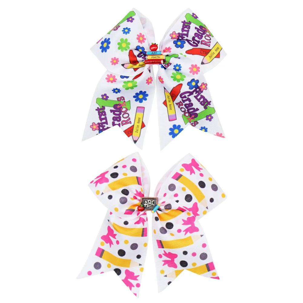 7 ''BACK TO SCHOOL Cheer с бантом для девочек зажимами смолы автомобилей накладные