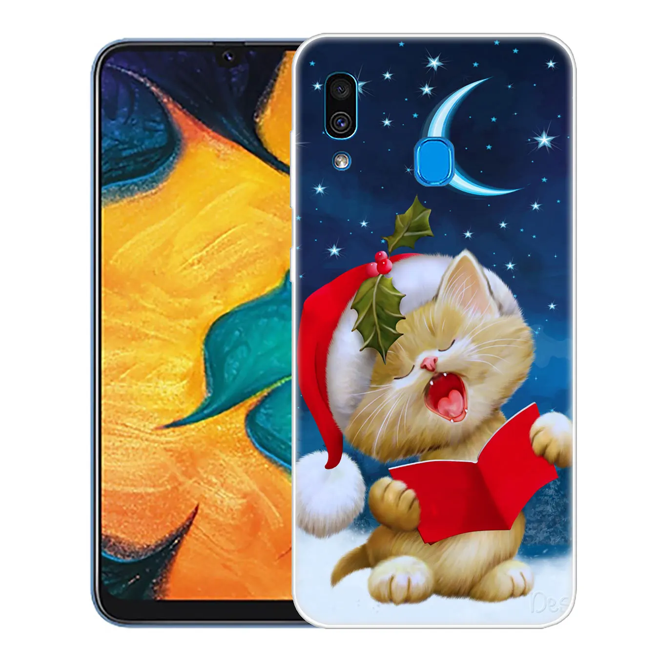Чехол для телефона Lavaza Merry Christmas cat серый милый чехол Samsung Galaxy A70 A60 A50 A40 A30 A20 A10 M10 M20 M30