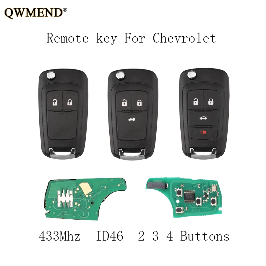 QWMEND 2 3 4 кнопки полный дистанционный брелок для Chevrolet Malibu Cruze Aveo Spark Sail 2010 2011 2012 2013 2014