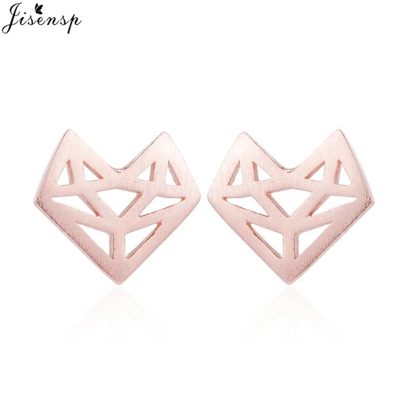 rose gold earrings Jisensp, мультяшное оригами, маленькая лиса, ожерелье, s подвески, Женские аксессуары, длинная цепочка, животное, ожерелье, модное ювелирное изделие, ожерелье - Окраска металла: rose gold earrings