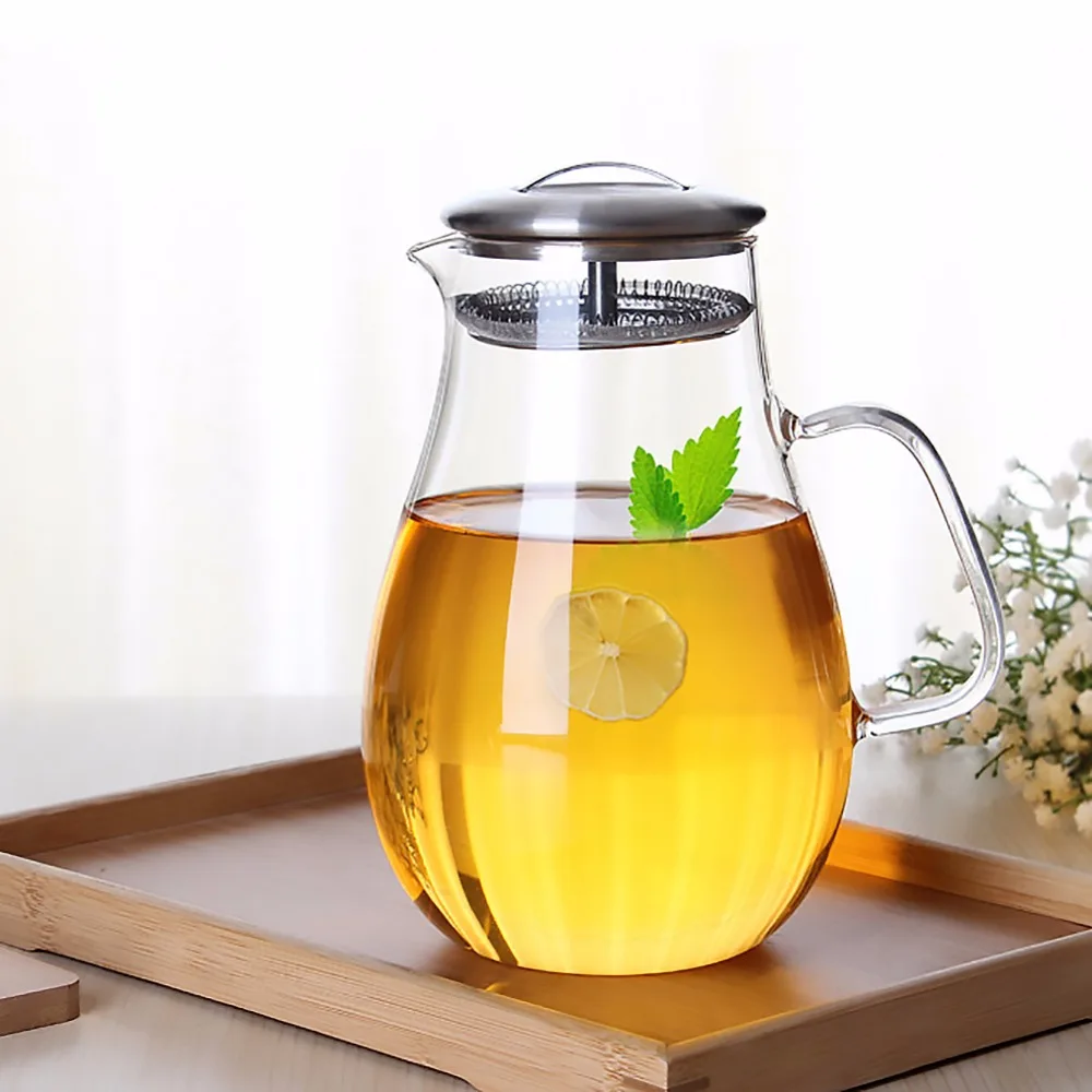 Термостойкий стеклянный чайник с крышкой из нержавеющей стали кувшин для