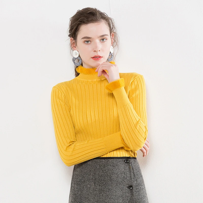 Autumn winter 2018 women sweater pullovers knitted half turtleneck solid color long sleeve slim fashion casual jumpers clothing | Женская