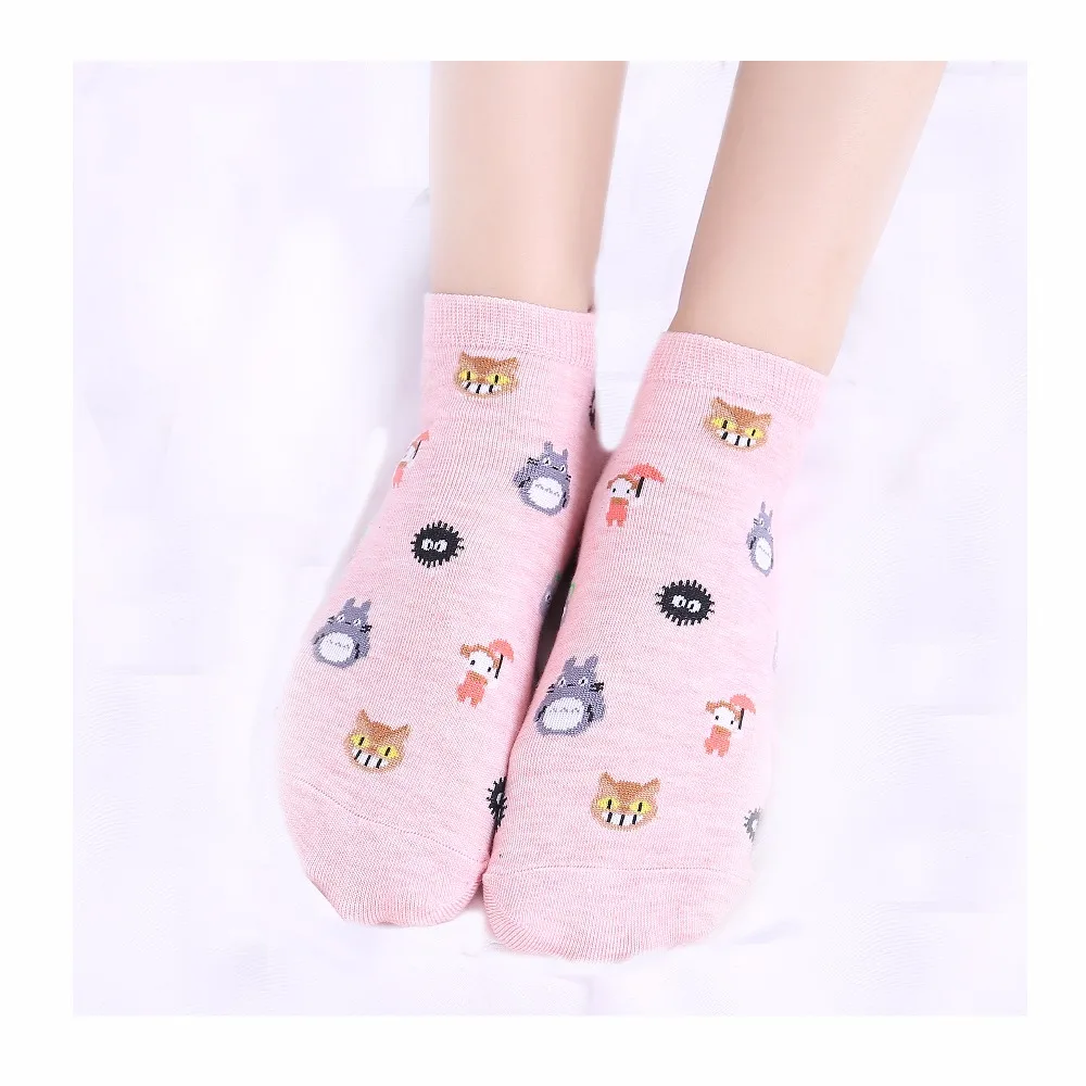 Носки LETSBUY 5 пар/лот женские хлопковые Смешные невидимки с мультяшным рисунком