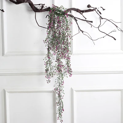 Artificial flower vine hanging orchid fake flower wall hanging living room home decoration garden plant wall plastic flowers - Цвет: Розово-красный