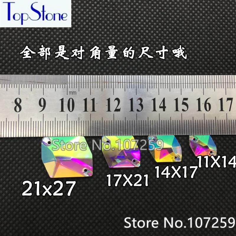Стразы TopStone кристально чистые AB космической формы для шитья, Размер 11x14, 13x17,16x21,21x27 мм, стекло для пришивания камня для украшения платья