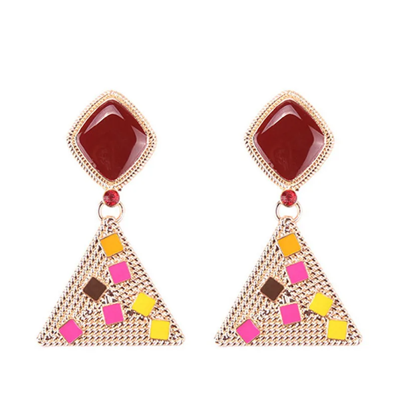  Fashion Exaggerated Geometric Ear Stud Star Heart Triangle Circle Square Pearl Dangle Gold Pantherine Colorful | Украшения и