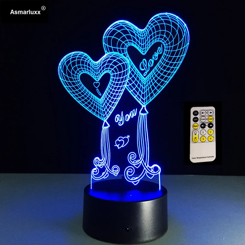 Романтическая любовь сердце Форма 3D стол Ночной светильник сенсорный экран и