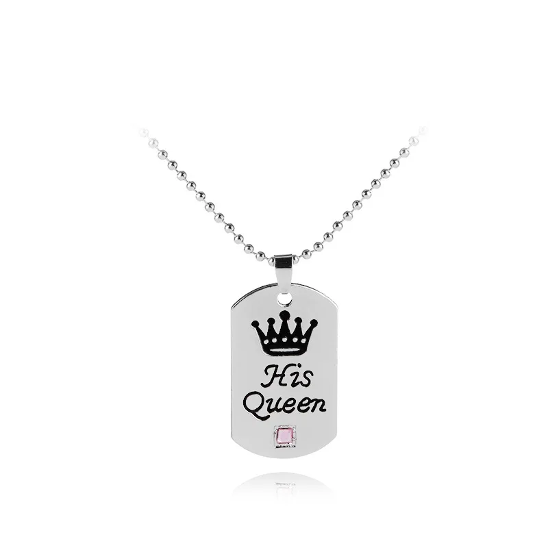 Новый дизайн 2018 кулон с надписью Her king His queen парные ожерелья для влюбленных