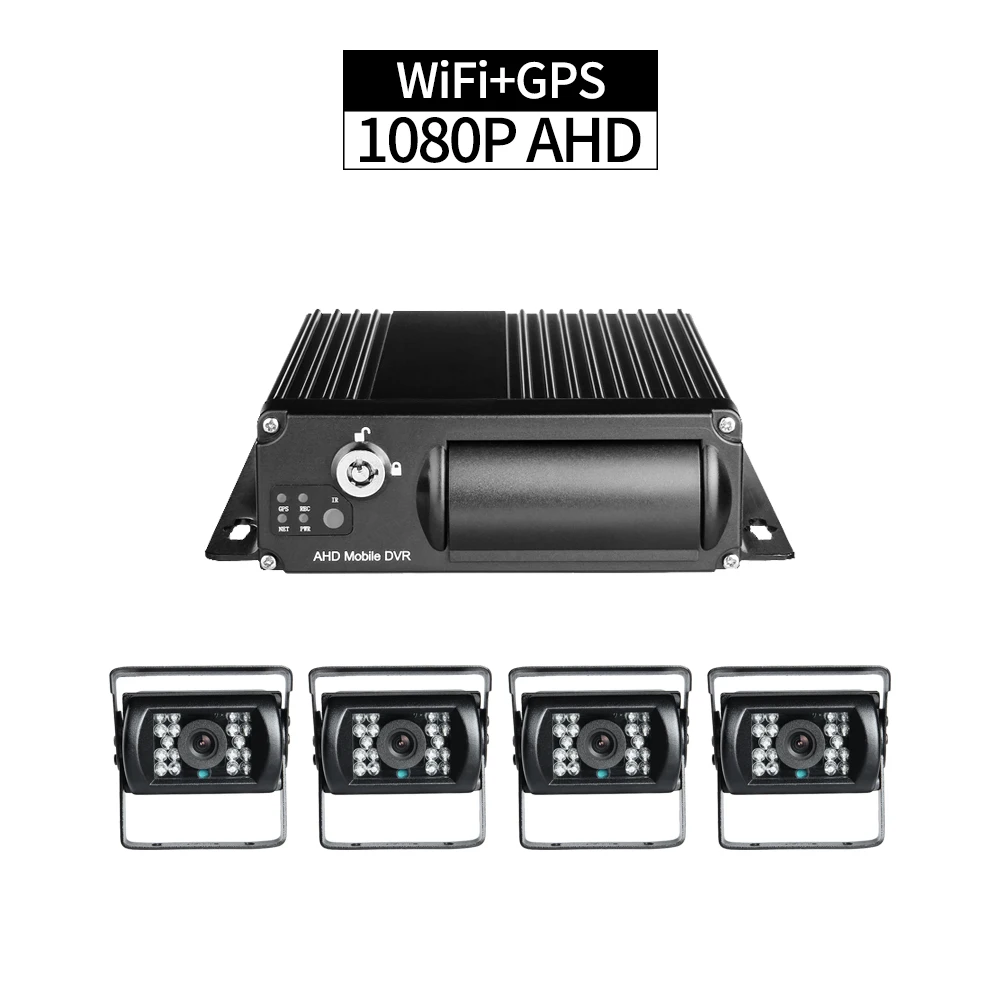 Бесплатная доставка 4CH грузовик DVR безопасность 1080P WiFi дистанционный монитор GPS