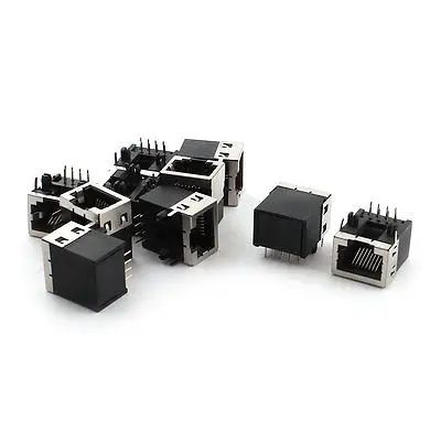 10 шт. 8 прямоугольных контактов RJ45 8P8C PCB Jack Порт гнездовой разъем 18x15x16 мм |