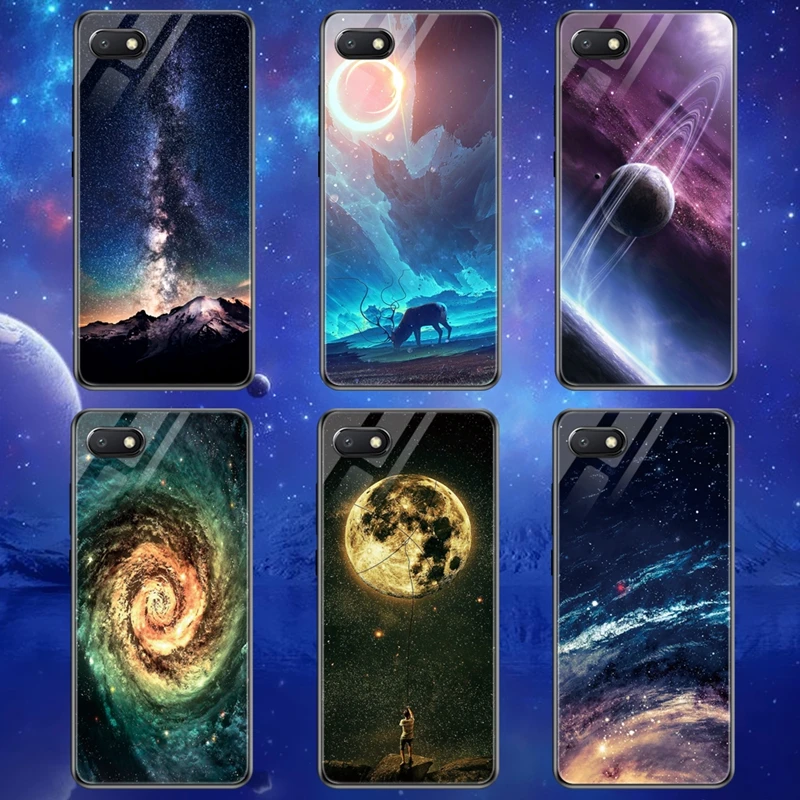 Чехол из закаленного стекла для Xiaomi Redmi 6A чехол с космическим рисунком телефона Mi