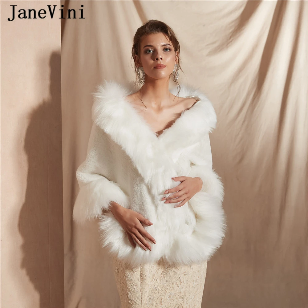 JaneVini 2019 Элегантный Искусственный мех обертывания теплые большие шали Зимний