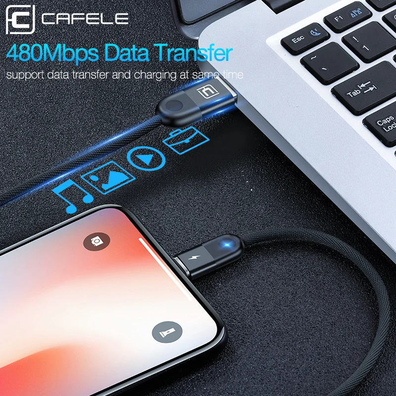 Магнитный usb-кабель CAFELE для iPhone кабель быстрой зарядки и передачи данных со