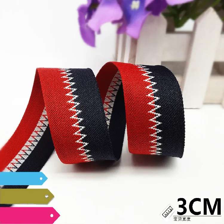 Новинка (1 метр) ширина 3 см красные черные волны дизайнерские ленты в полоску для