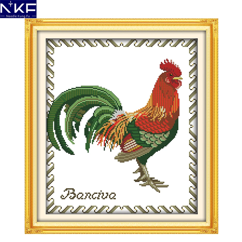 

NKF The big cock animal style needlepoint kid craft kitchen Chinese cross stitch kits for home decoration