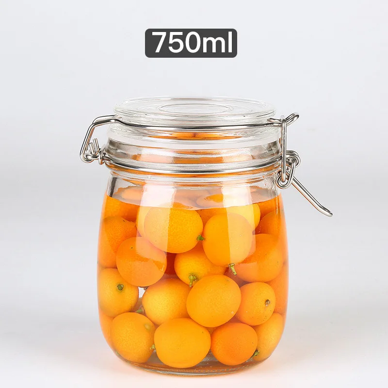 Кухня прозрачное стекло хранения герметичные бутылки горшок уплотнение банки сухие товары чай кофе в зернах держатель пищевой контейнер Органайзер - Цвет: 750ml