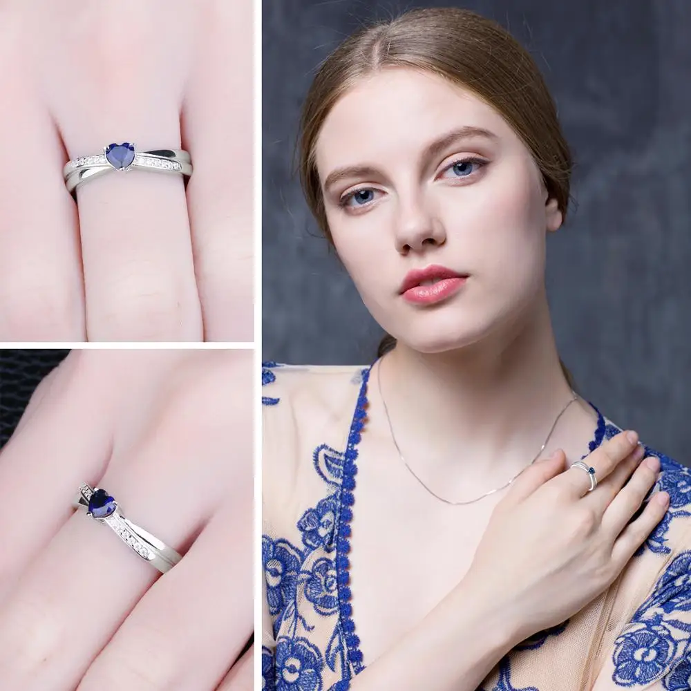 Jewelrypalace любовь сердце 0.38ct создан сапфиры Обручение кольцо для Для женщин 925