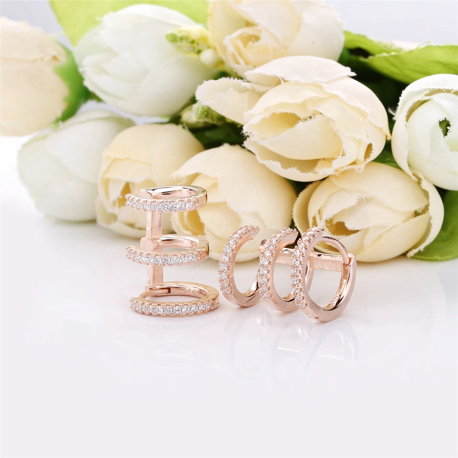 Moonmory Fashion 925 Sterling Silver Single Earring Mara Triple Miracle Left In Silver Gold Rose Gold With Clear CZ Ear Cuff