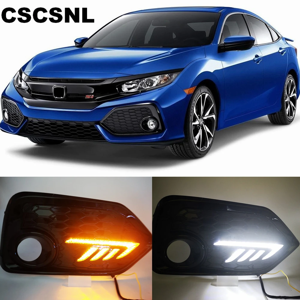 1 комплект для Honda CIVIC hatchback дневного света светодиодный DRL Туман лампа фары желтый сигнальные лампы