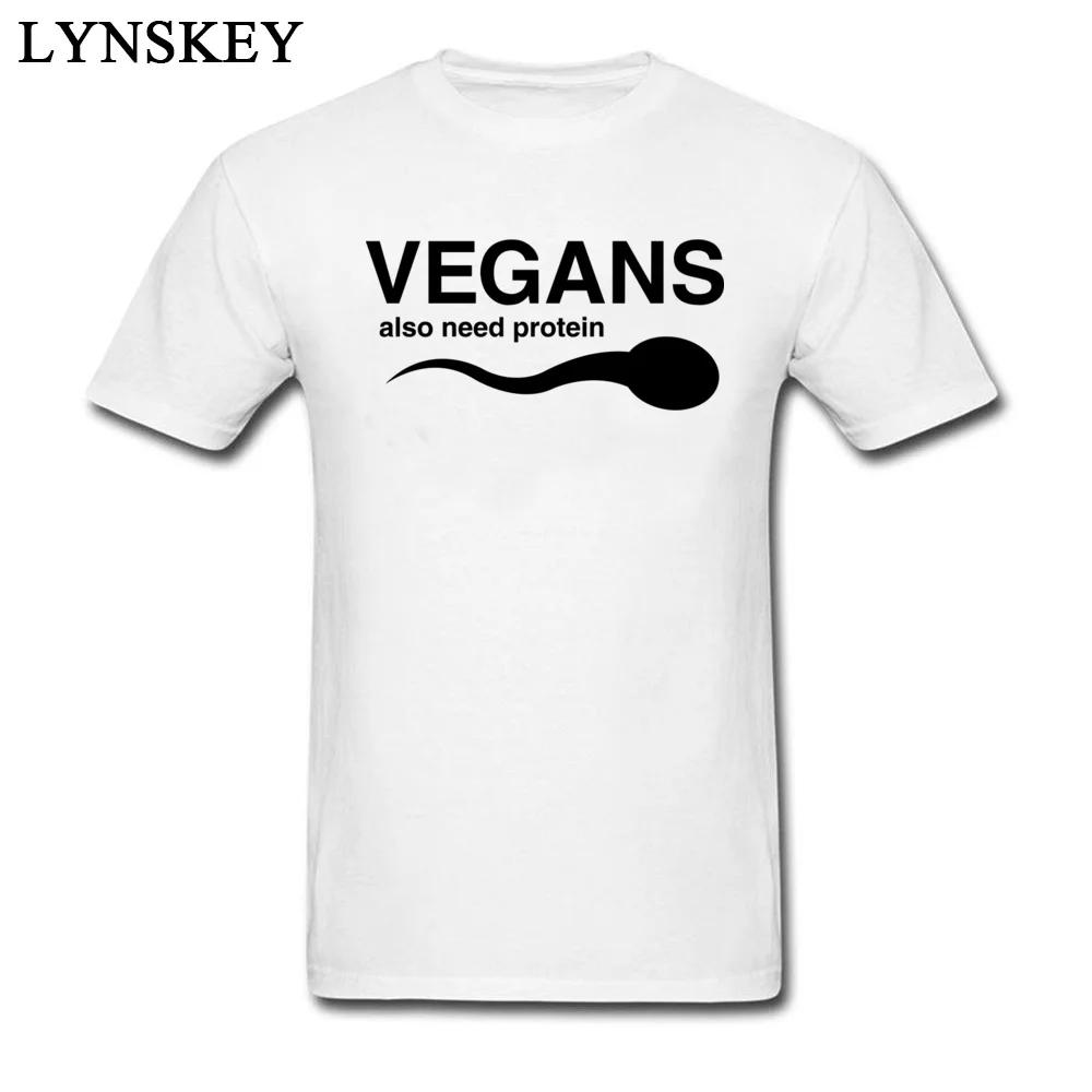 Funny Vegans T Shirts Vegans Also Need Protein Men's White T Shirt Slogan Letter Print White Tshirts 3D Vegetable Vegetarianism