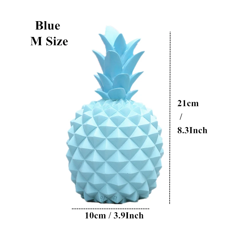 Blue Money Box-M VILEAD 8 цветов смолы ананас Копилка фигурки Ананас Модель Копилка миниатюры Фрукты украшения творческий домашний декор - Цвет: Blue Money Box-M
