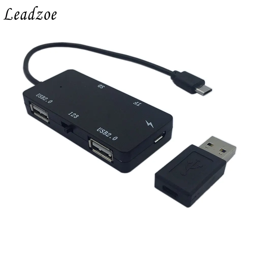 Leadzoe Micro USB OTG зарядный концентратор SD TF кард-ридер Кабель-адаптер с переключателем