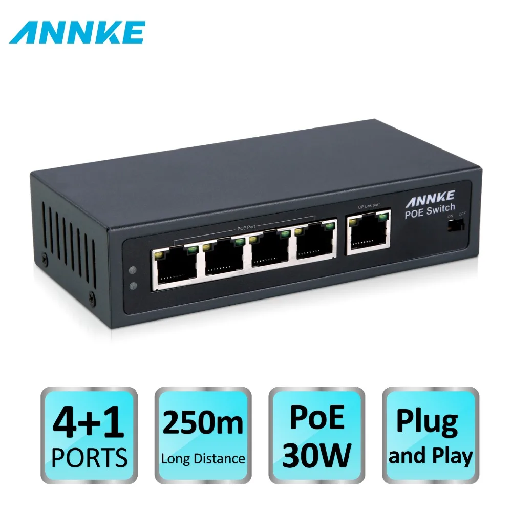 

ANNKE 4POE 1FE 250 м переключатель POE на дальние расстояния для ip-камеры беспроводной доступ точка компьютерные сети переключатель возможность 1 Гб...