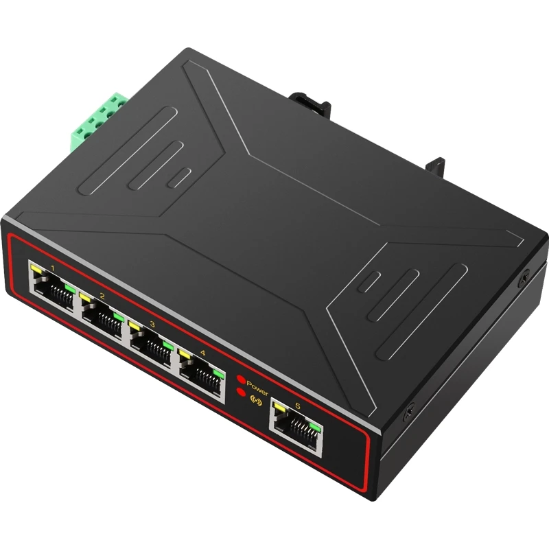DIEWU 5 гигабитный промышленный переключатель петли сигнализации DIN рейка тип