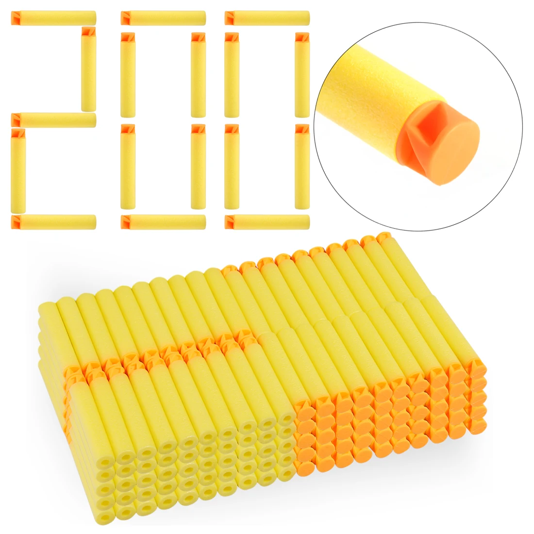 200 шт для пуль Nerf мягкая плоская головка 7,2 см запасная игрушка дартс пули для серии Nerf бластеры детские рождественские подарки - Цвет: Yellow