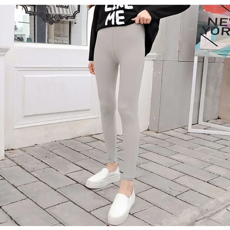 2021 Summer Women Ice Silk Plaid Leggings Korean Slimming Elasticity Pants Legging Casual Solid Women's Leggings