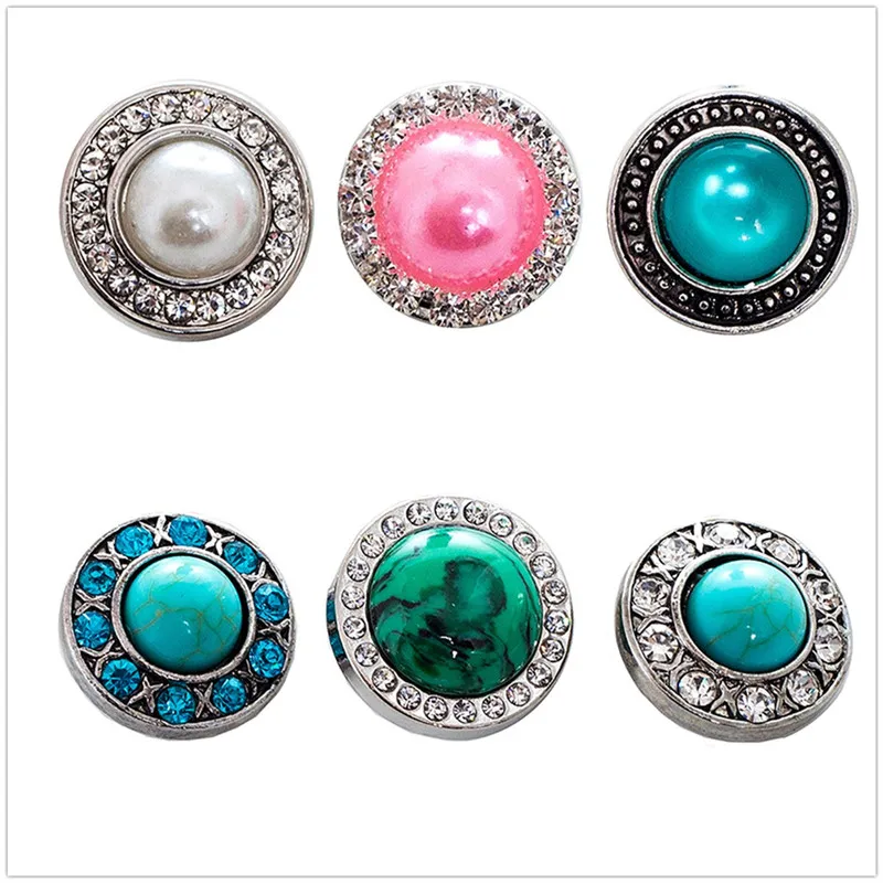 

20PCS/Lot 18mm Turquoise Snap Interchangeable Popper Jewelry Ginger Snap Button Jewelry MDB18-39
