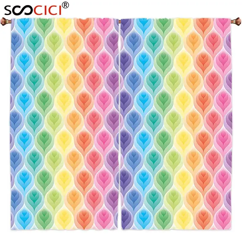 Шторы на окна 2 панели Триппи-Декор радужные цвета абстрактный градиент оттенок