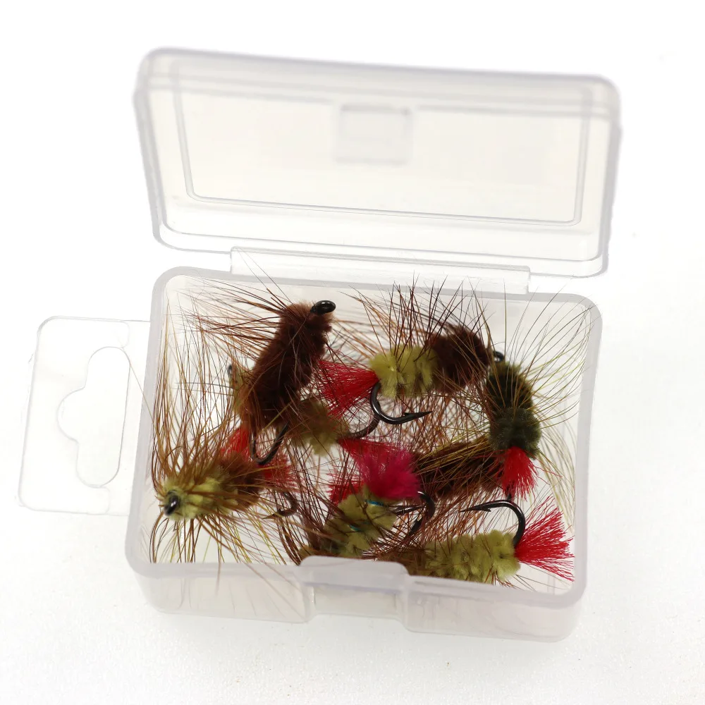 

8PCS #10 Mix Color Wooly Worm Fly Trout Fishing Nymph Bug Woolly Worms Fake Lure Artificial Bait Fishing Lure Set