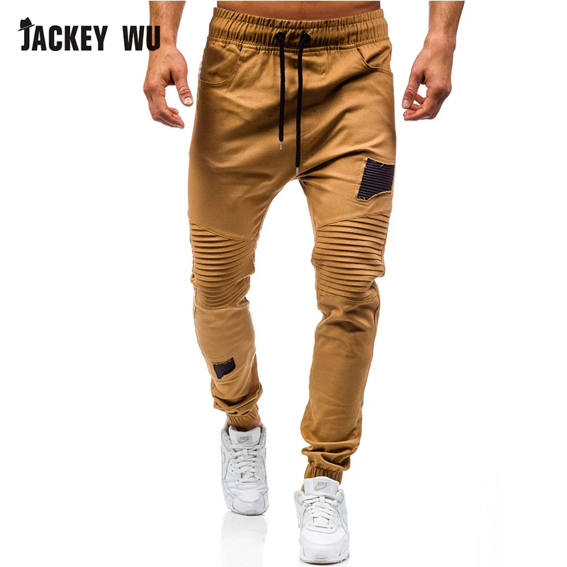 JACKEYWU Брендовые брюки для мужчин 2019 модные Лоскутные складные Джоггеры мужские